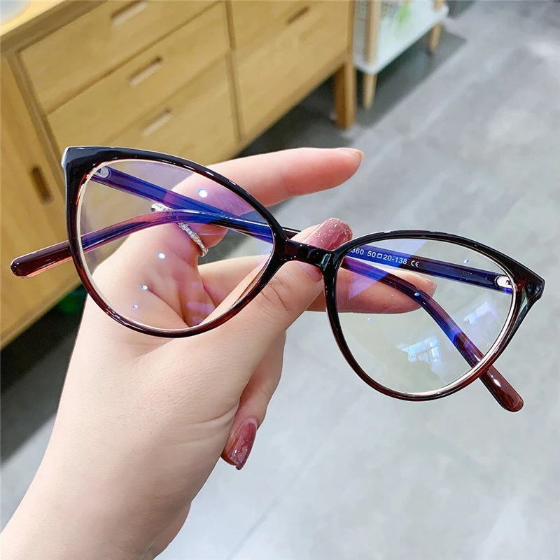 Leopard Frame 1.56 Aspheric Cat Eye Myopia Glasses With Prescription Women Men Single Vision Myopic Spectacles -0.5 -0.75 To -6 6