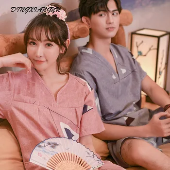 

Pajamas plus size ethnic style yukata sweat steaming suits home service couples fashion casual men and women pajamas suits