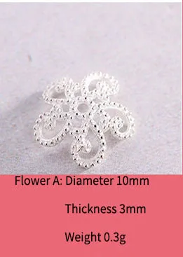 Flower A 1pcs 1 шт. бусины из стерлингового серебра 925 колпачки 3x8/2x10/3x10 мм, колпачки из бисера для ожерелья, браслета, разъем для изготовления ювелирных изделий DIY 92525 - Цвет: Flower A 1pcs