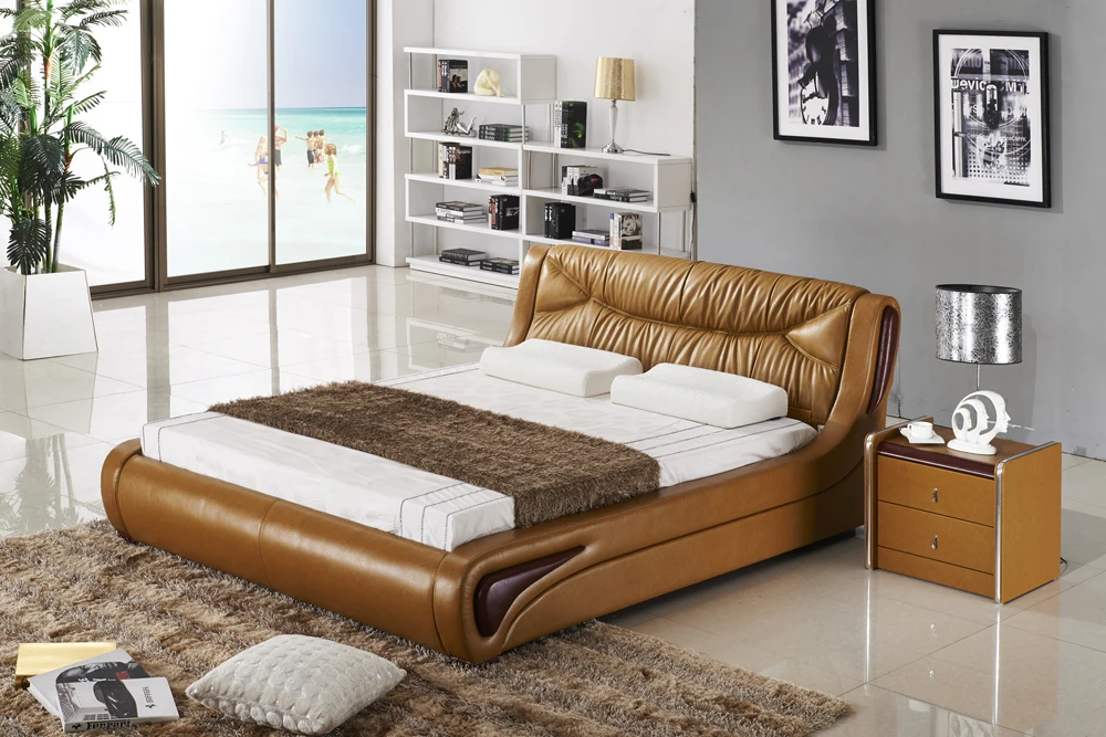 Мебель для спальни King size из натуральной кожи, каркас для кровати, современные мягкие кровати, мебель для дома, спальни и гостиной