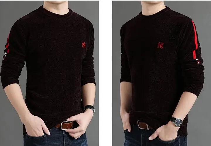 New fall/winter chenille men's sweater casual popular logo line-up men's thickened turtleneck sweater men