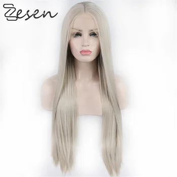 

ZESEN Long Staight Hair High Density Synthetic 13×4 Lace Front Wig 613 Natural Hairline Women Party Cosplay Wig
