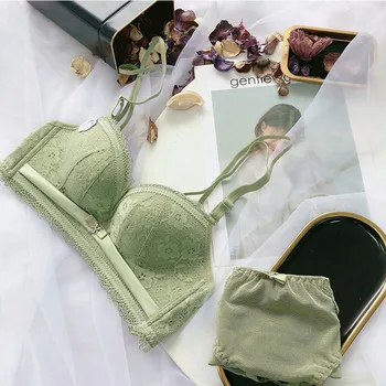 

Women Push Up Bras Panties Sets Women Deep V Wire Free Sexy Lace Bra Sets Female Seanless Underwear