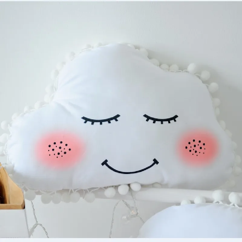 white cloud small Sky Series Pillow Stuffed Moon, Star and Clouds Cushion Nice Baby Sleeping Pillow Doll Toy Kids Gift - Цвет: white cloud small