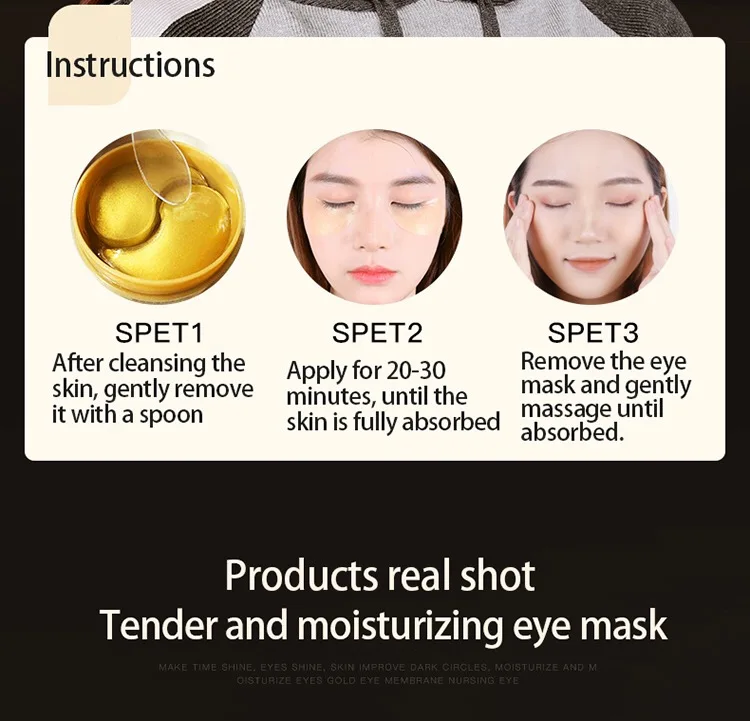 Black Pearl Eye Mask Collagen Natural Moisturizing Gel Eyes Patches Remove Dark Circles Anti Age For Wrinkle 60 PCS Skin Care D