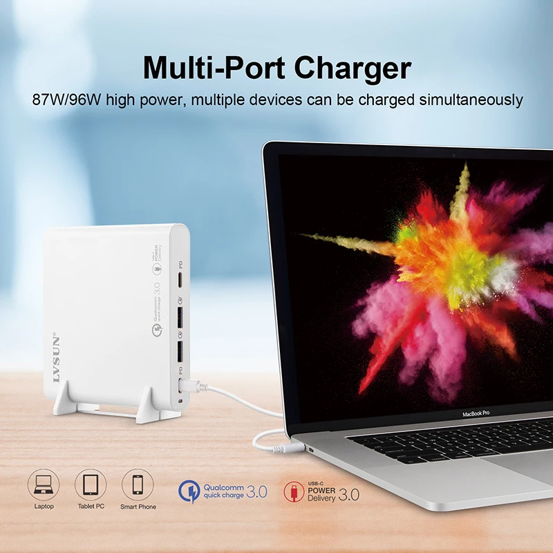 Adaptador com Usb-c Usb tipo c Pd3.0 para Macbook Lvsun Duplo Viagem Portátil Carregador Xiaomi hp Dell Xps Iphone 11 Pro Tipo-c 87 w 96 - Image 6