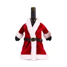 Red Wine Bottle Cover Christmas Clothes Skirt Decoration Home Dinner Party Table Decor Gift D5BD