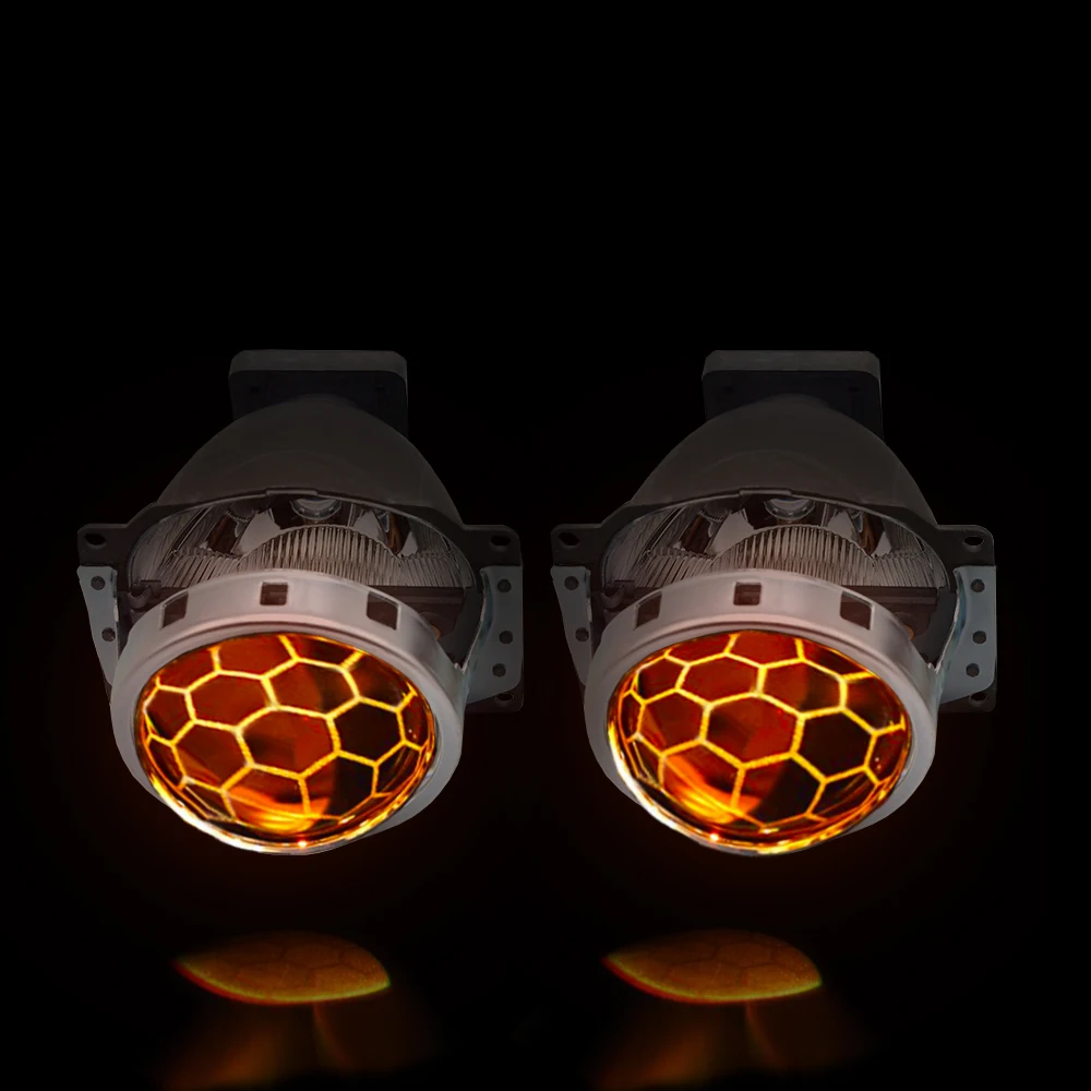 Линзы проектора bi xenon Honeycomb для автомобильных фар 3,0 Koito Q5 D1S D2S D2H D3S D4, супер яркие лампы для автомобилей и мотоциклов - Цвет: YELLOW DEMON EYES