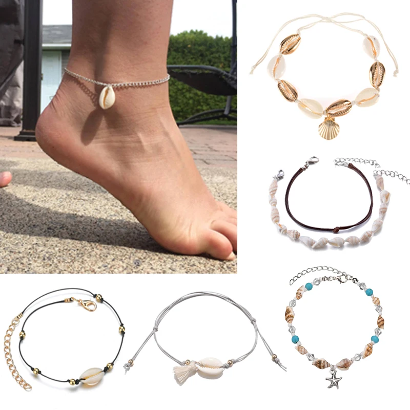 Fashion Bohemian Shell Pendant Rope Chain Handmade Anklets For Women Adjustable Multilayer Foot Leg Boho Ankle Bracelet Fashion Bohemian Shell Pendant Rope Chain Handmade Anklets For Women Adjustable Multilayer Foot Leg Boho Ankle Bracelet