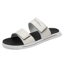 Обувь из натуральной кожи; мужские шлепанцы; коллекция года; летние пляжные шлепанцы; Мужская обувь; модные мужские шлепанцы из коровьей кожи