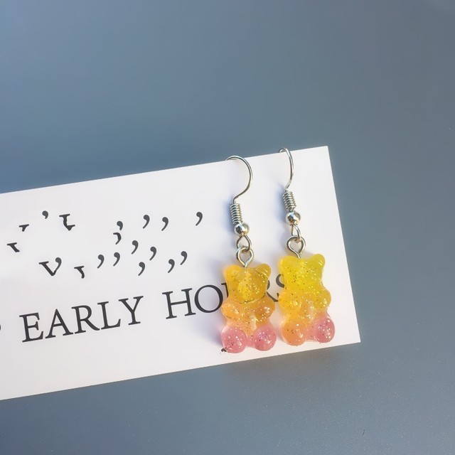 Colorful Gummy Bears Dangle Earrings Trendy Style Color Animal Bear Earring For Women Girls Fashion Jewelry Accessories