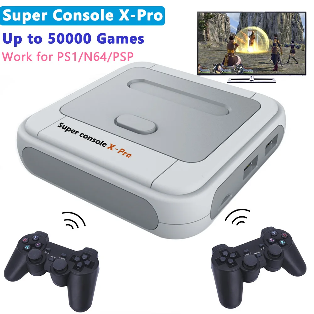 Super Console X Pro - Consola De Juegos Retro De Arcade, Mini WiFi 4K HDMI, Videojuego De TV Con Más De 30.000 Juegos, Consola De Juegos Retro Con 2 Chips Inalámbricos Joystick