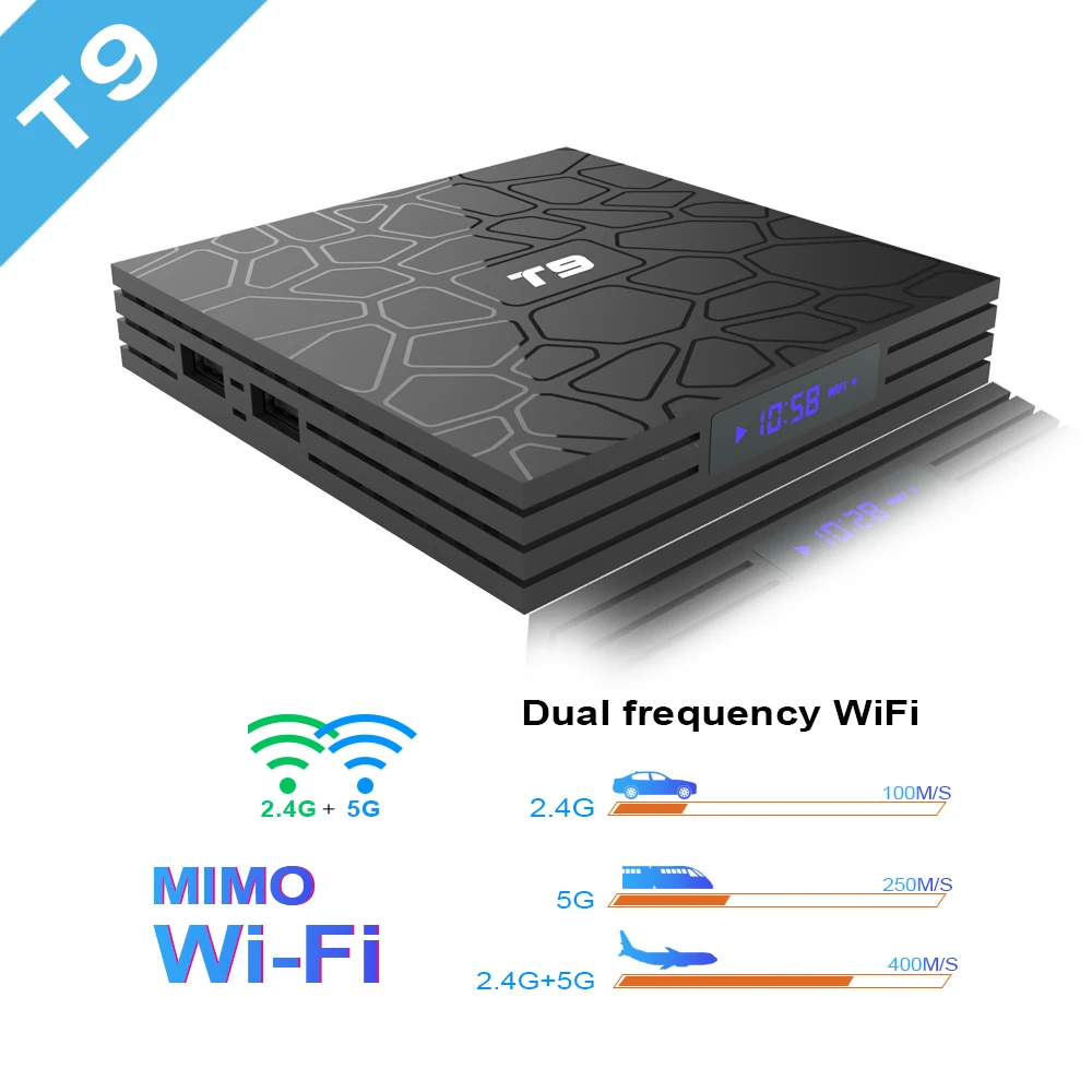 Умная ТВ приставка Wechip T9 Android 9 0 RK3318 4 ГБ 64 1080P H.265 медиаплеер 4K HD 2 4G и 5G Wi Fi BT