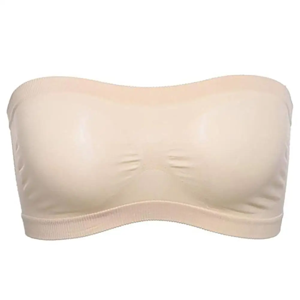 Women Lingerie Bra Women Tube Tops Solid Color Women Breathable Strapless Hollow Back Bra Sport Tube Top Underwear