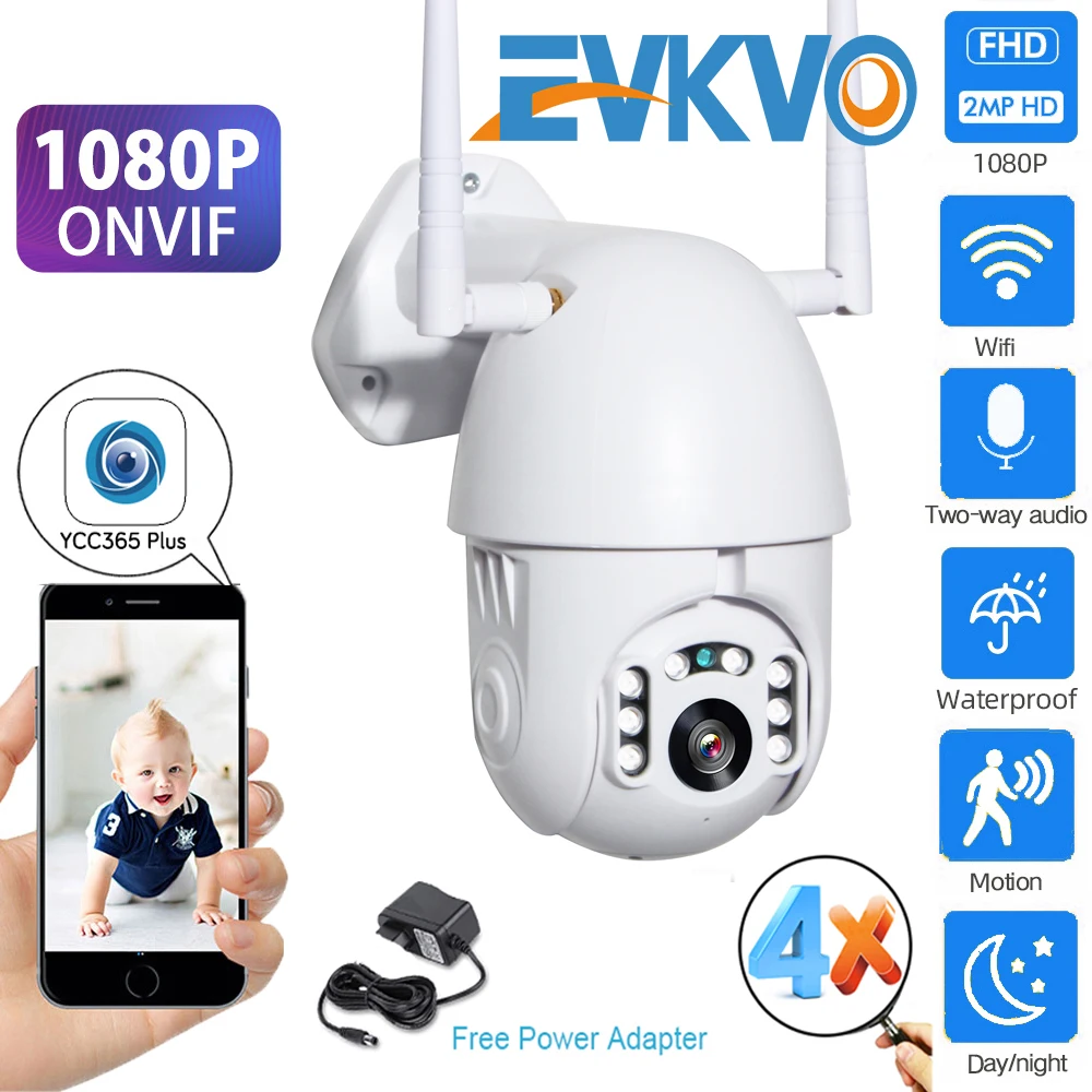 

EVKVO 1080P HD IP Camera WiFi Wireless Auto tracking PTZ Speed Dome Camera Outdoor CCTV Security Surveillance Waterproof Camera