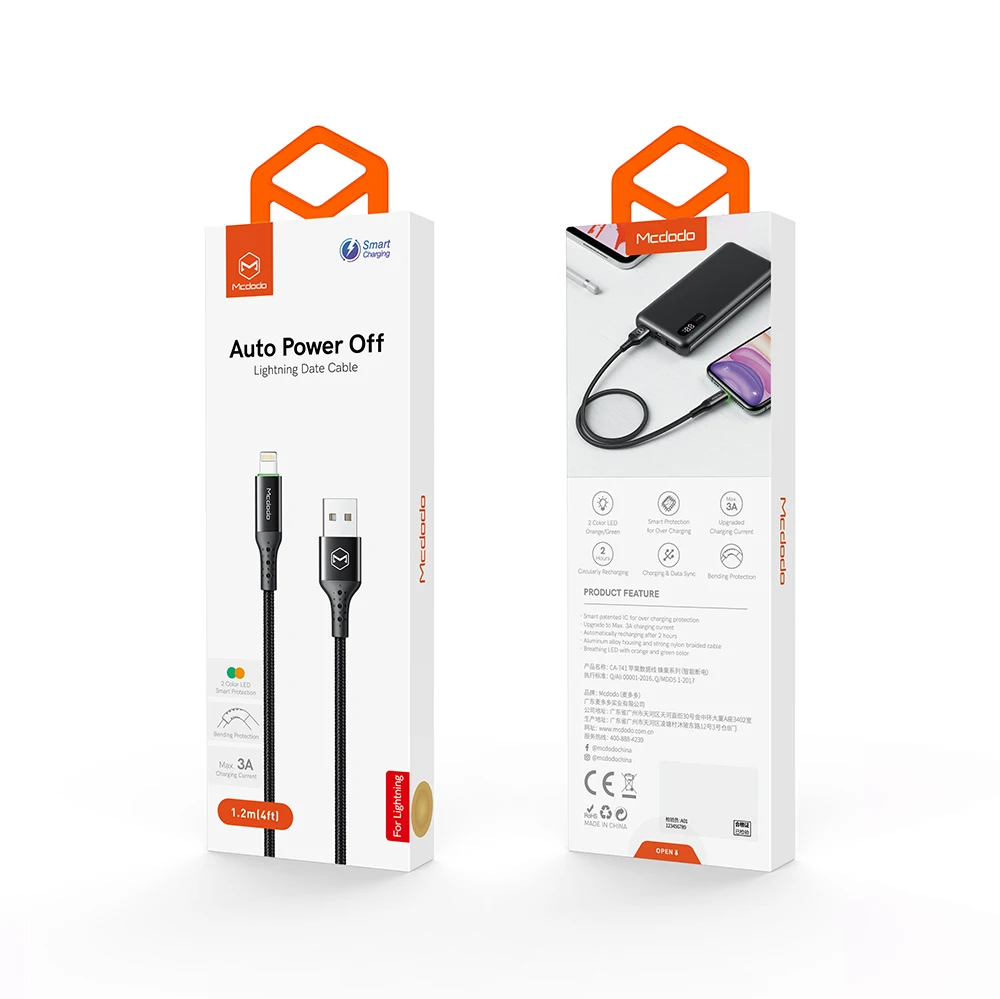 Mcdodo USB кабель 3A для Lightning IPhone 11 Pro Max XS XR X 8 IPad IPod Быстрая зарядка IOS 13 зарядное устройство автоматическое отключение кабель для передачи данных