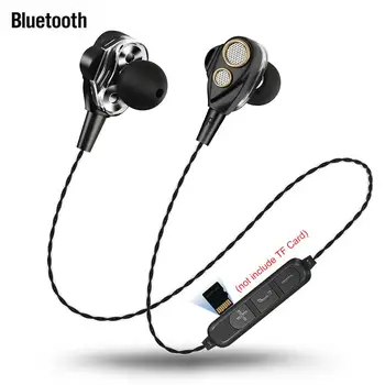 

Bluetooth Earphones 4-Horn 6D Stereo Sound Wireless Bluetooth 4.1 Earphones Support TF Card Neckband In-ear Headset Earphones