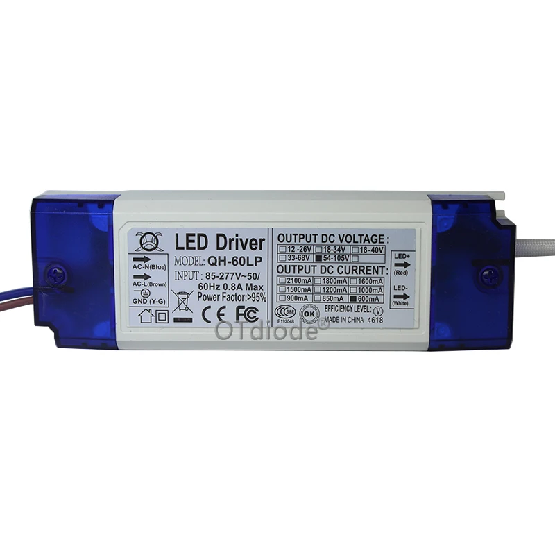 1pcs-10pcs 40W 50W 60W 600mA LED Driver Constant Current 18-30x3W DC54-105V Lighting Transformers For Floodlight Power Supply