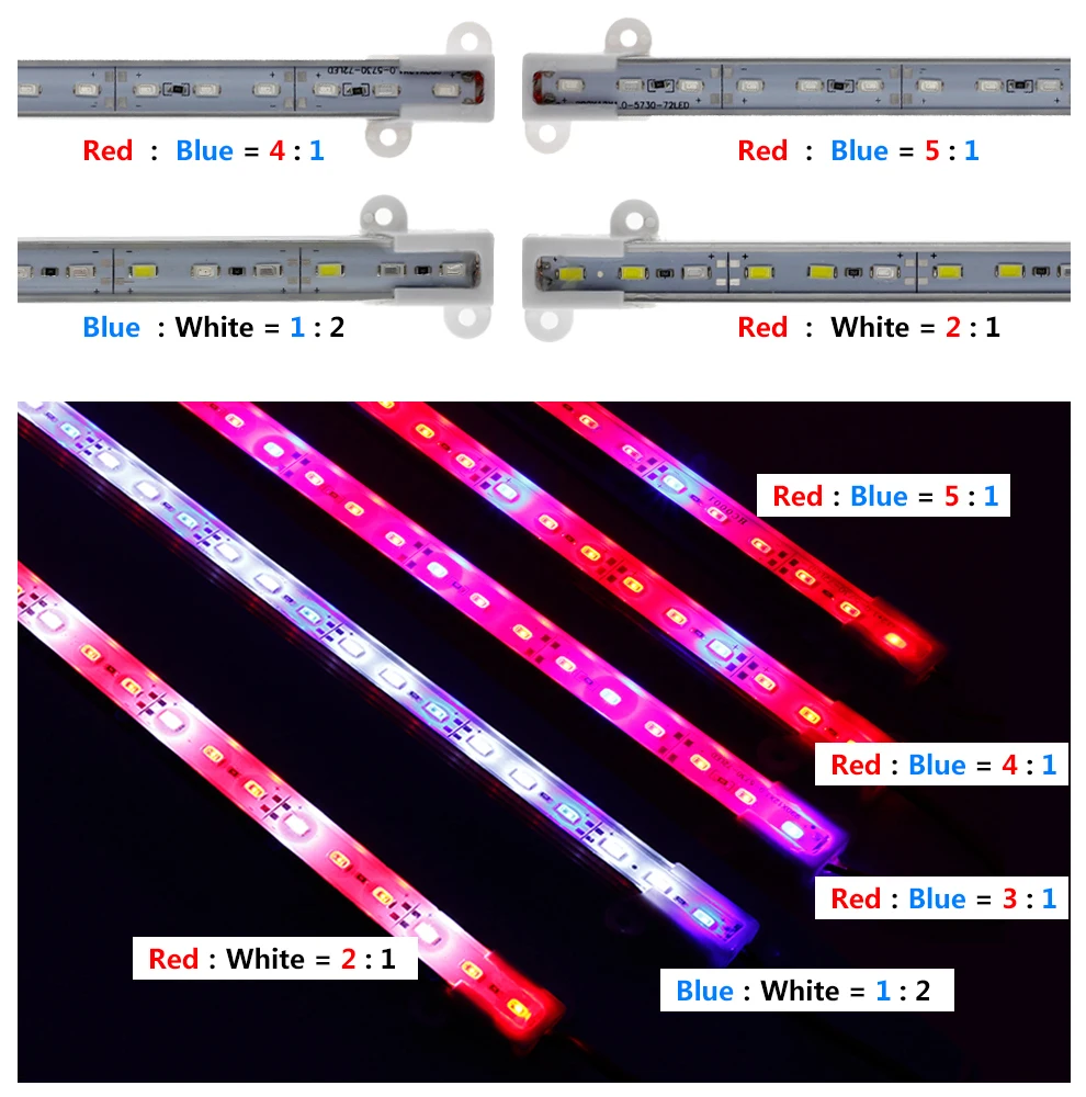 DC12V Светодиодный светильник для выращивания, IP68, водонепроницаемый, 5730 светодиодный, жесткая полоса, безопасные лампы для выращивания растений для аквариума, теплицы, рассады, 5 шт./лот