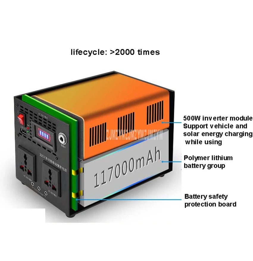 78000mA/117000mA источник питания для хранения энергии 500 Вт Выход переменного тока наружный портативный генератор солнечной энергии аварийный резервный внешний аккумулятор