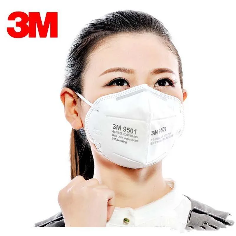 

3M 9501 Dust Mask PM2.5 N95 FFP2 Face Masks Anti influenza Anti-particles fabric folding filter Adult Protective Masks Earwear