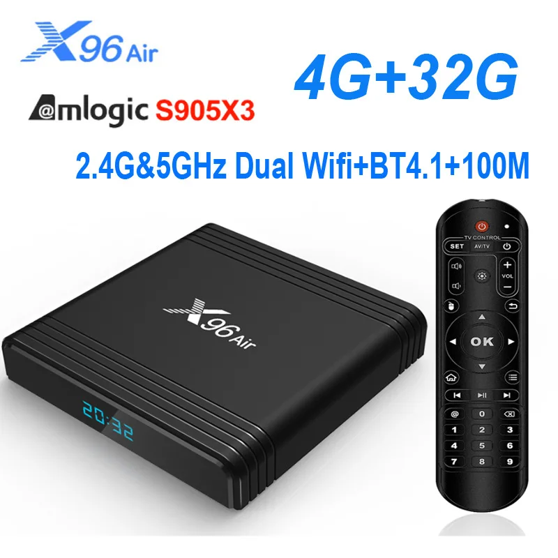 X96 Amlogic S905X3 ОС Android 9,0 ТВ коробка 4 ГБ/64 Гб ОЗУ/ПЗУ поддержка 2.4G5.8GHz двойной Wifi Bluetooth 4,1 USB 3,0 8K медиаплеер - Цвет: 4GB 32GB