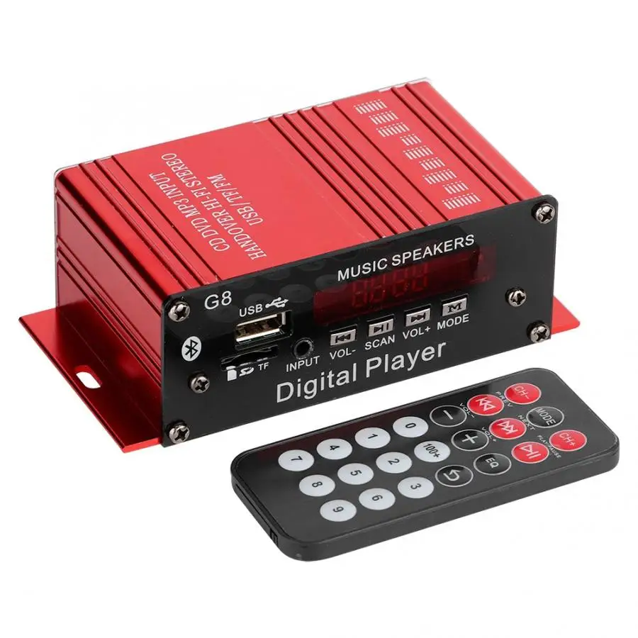 Amplificador G8 HIFI автомобильный Автомобильный Bluetooth DC12V Дистанционное управление Стерео аудио; цифровой усилитель araba aksesuar