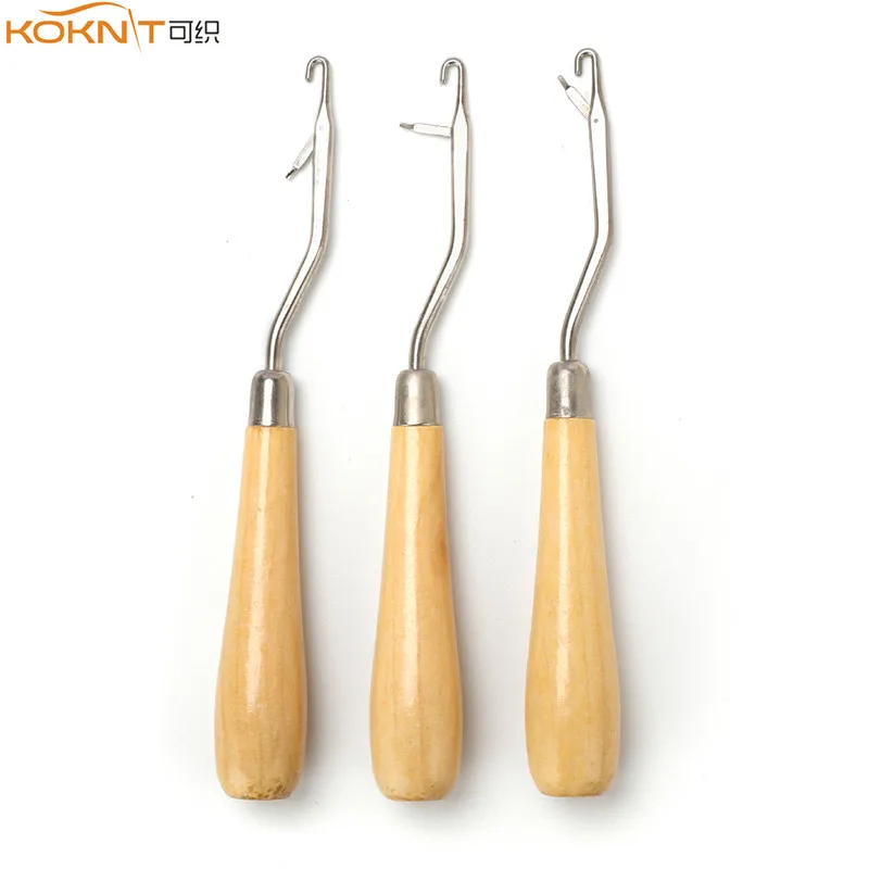 

KOKNIT 1 Piece Wood Bent Latch Crochet Needle Hook Hair Extension Weave Needle Carpets Making Repair Craft Tools