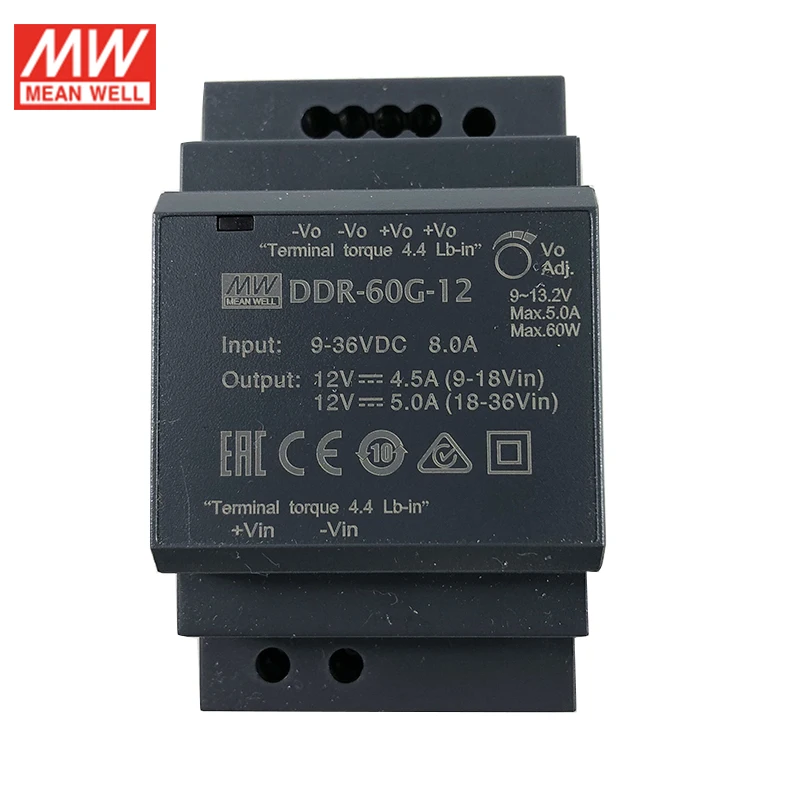 Original MEAN WELL DDR-60 series 60W DIN Rail DC-DC Converter 9-36V 18-75V to 5V 12V 15V 24V adjustable Power Supply | Обустройство