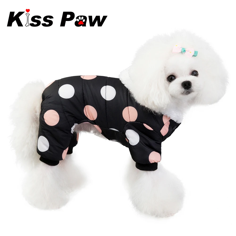 

2019 Waterproof Winter Dog Clothes Jumpsuit Down Coat Polka Dot Thick Warm Dog Overalls Poodle Yorkshire Terrier Clothes Parkas