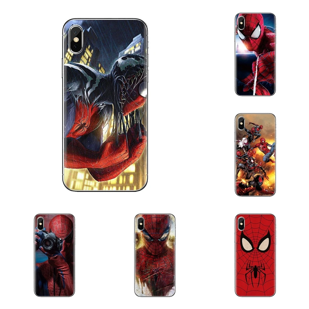 For iPhone XS Max XR X 4 4S 5 5S 5C SE 6 6S 7 8 Plus Samsung Galaxy J1 J3 J5 J7 A3 A5 Spiderman Spider Man Marvel Soft Skin Case |