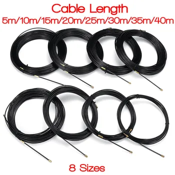 

3mm Durable Black Fiberglass Electric Guide Device Cable Push Pullers Duct Snake Rodder Fish Tape Wire 5m to 40m Length