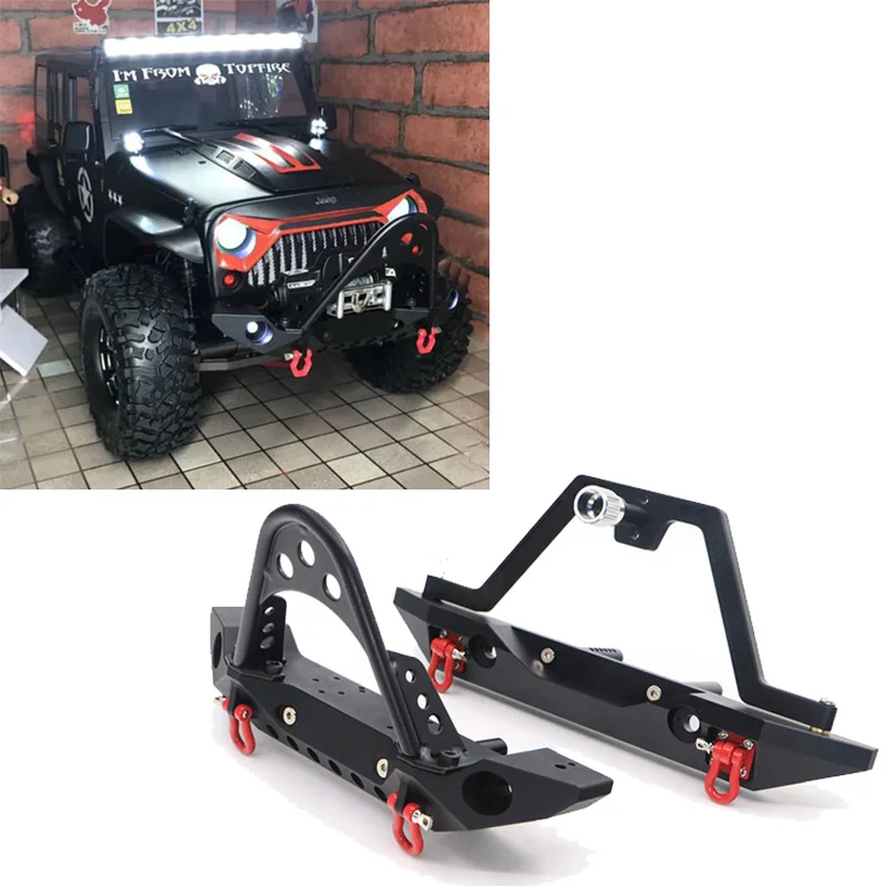 

2PCS Black Metal Front+Rear Bumper Replacement For 1/10 RC Car Trsxxas TRX4 /Axial SCX10 90046 F232 Crawler Repair Tool parts