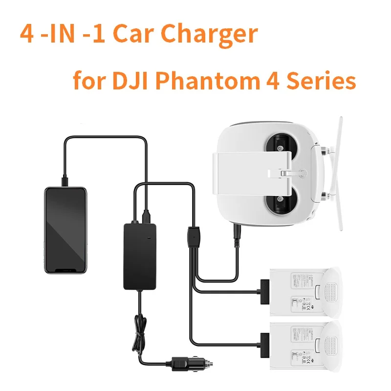 P4 Car Charger for DJI Phantom 4 Pro Advanced + Drone Battery Remote