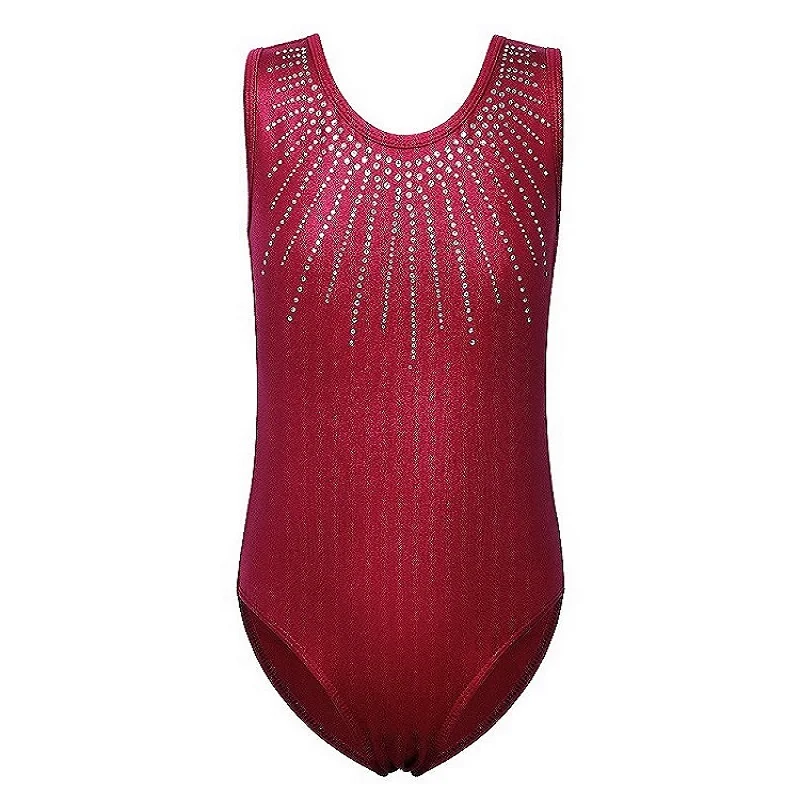B199 WineRed BAOHULU/блестящие гимнастические трико для девочек, без рукавов, цветные, спортивные, балетные, танцевальные трико для От 3 до 12 лет, детский комбинезон - Цвет: B199 WineRed