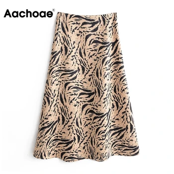

Aachoae 2020 Fashion Animal Print Midi Skirt Women A Line Vintage Party Skirts High Waist Casual Beach Bottoms Skirt Jupe Femme