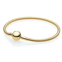 QANDOCCI весенний Блестящий гладкий браслет из стерлингового серебра 925 пробы подходит для оригинальных ювелирные изделия для создания браслетов