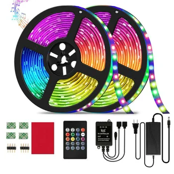 

32.8ft RGB Music Sync Color Changing LED Strip Lights Remote Control Receiver For Home Decoration Adapter User Manual Home Decor