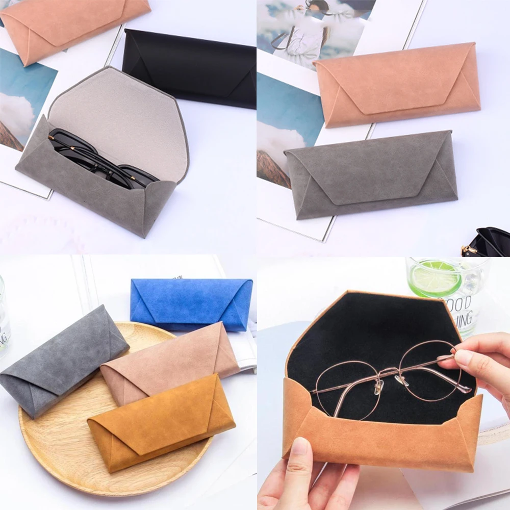 

Retro Oval Glasses Box Sunglasses Linen Folding Eyewear Case Optical Handmade Storage Glasses Case PU Glasses Pouch Bag
