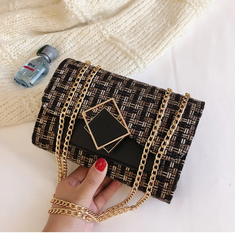 

E Autumn And Winter New Arrival Bag Women's 2019 New Style Korean-style Versatile Woolen Cloth Shoulder Bag Fashion Textured Coo