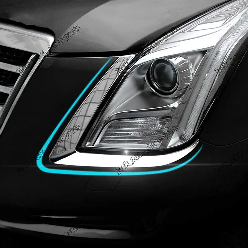 Серебро Нержавеющая Передняя фара Крышка лампы Отделка 2 шт для Cadillac xts