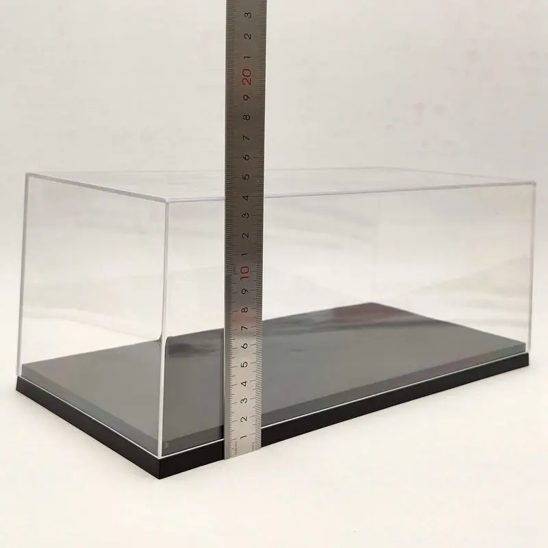 34cm Acrylic Case Display Boxes Transparent Dustproof Stand with Black Base for 1:18 Scale Car Models Toys Gifts