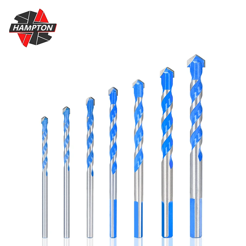 1pc 3-12mm Hreaded Triangle Carbide Round Handle Blue Overlord Drill Wall Tile Concrete Marble Electric Drill Bit for Household free shipping 5pcs 5 12mm sds plus 160mm length electric hammer 4 cutter carbide drill bits for concrete wall granite masonry