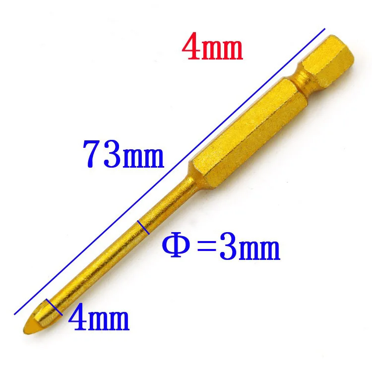 Набор сверл из стекла с титановым покрытием 3 мм 4 мм 5 мм 6 мм 8 мм 10 мм 12 мм с шестигранным хвостовиком для керамической плитки мраморного зеркала и стекла - Цвет: 4mm 1pc