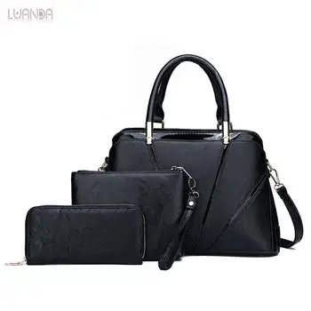 

Leather Casual 3 Sets Totes Classic Simple Women's Bag Designer Handbag Fashion Composite Shoulder Messenger Bag For Girls