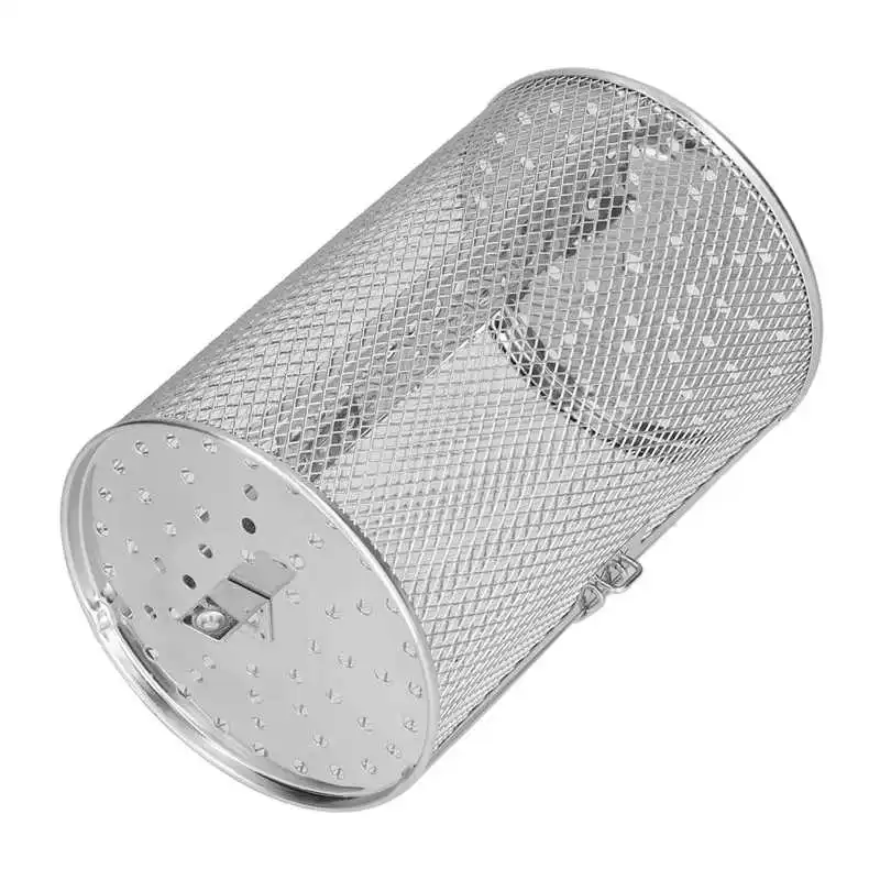 360 Degree Rotatable Fryer Basket Stainless Steel Air Fryer Cage Baking Tool for Kitchen Electric Oven 12x12x18cm