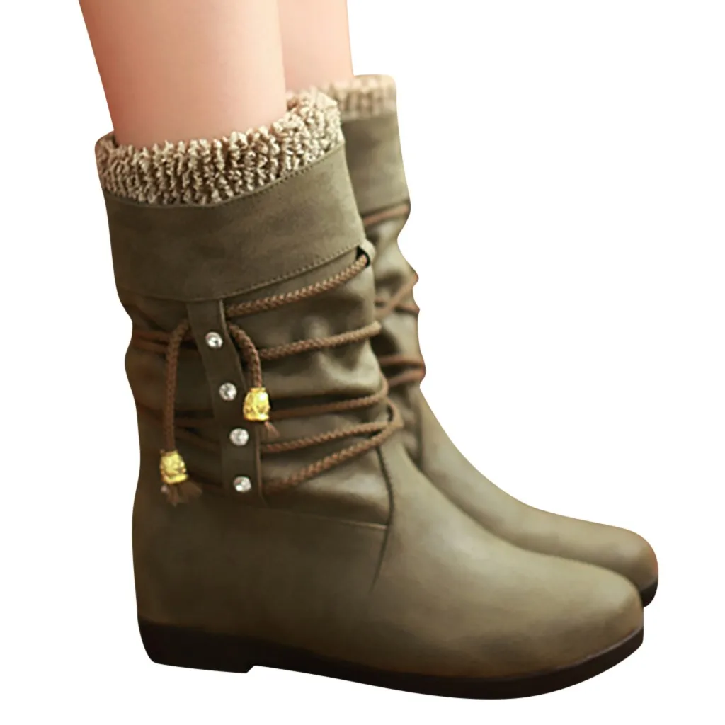 

Boots Women Fashion Increase Within Boot Women's Boots Student Casual Middle Tube Large Size Boots Shoes Woman
