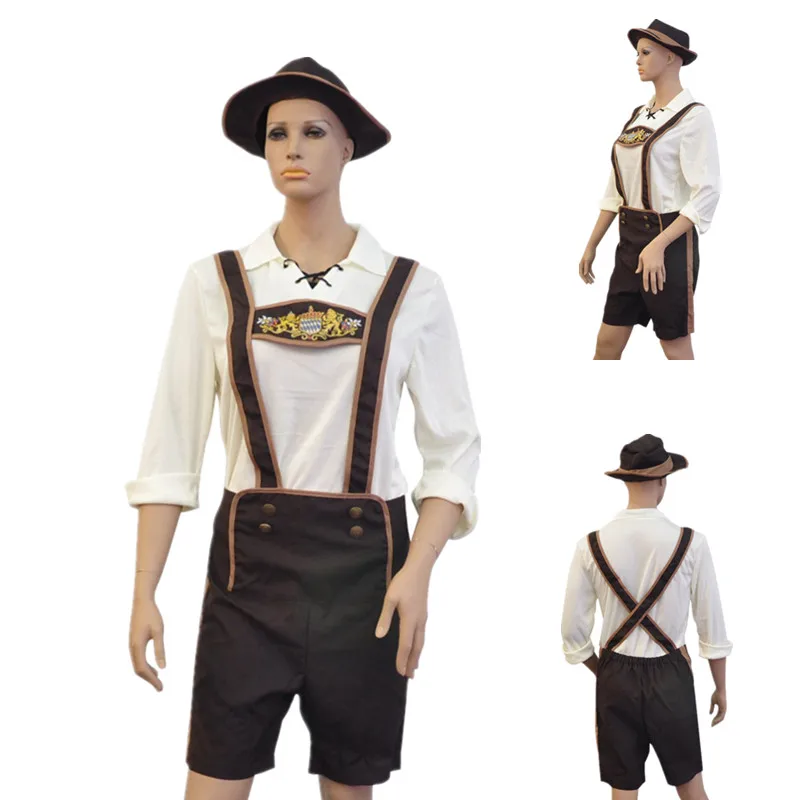 Мужской комплект одежды Октоберфест Bavaria Munich Немецкий фестиваль Взрослый Хэллоуин пивной костюм шляпа топ шорты