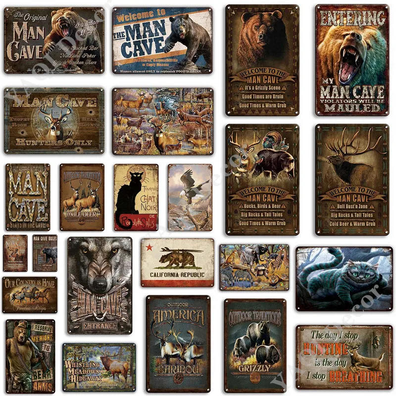 Man Cave Signs Vintage Metal Sign Plaque Metal Vintage Retro Tin Sign Wall Decor for Bar Pub Club Garage Iron Painting