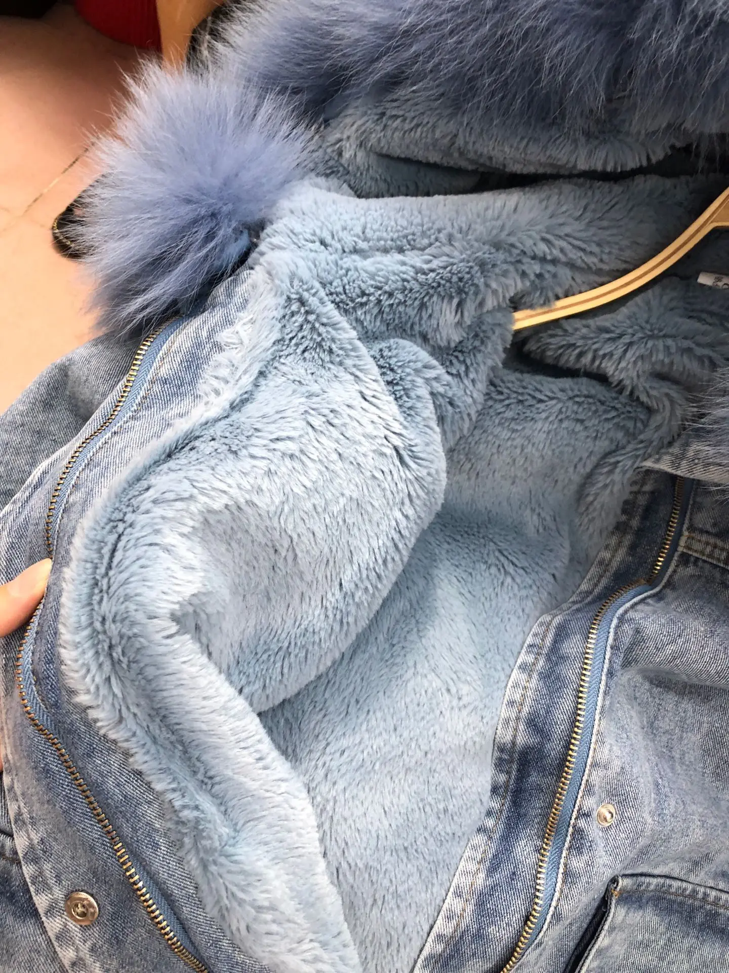 Джинсовое пальто с воротником из натурального меха женская зимняя одежда толстая хлопковая стеганая куртка Свободная меховая теплая парка с капюшоном пальто женская верхняя одежда